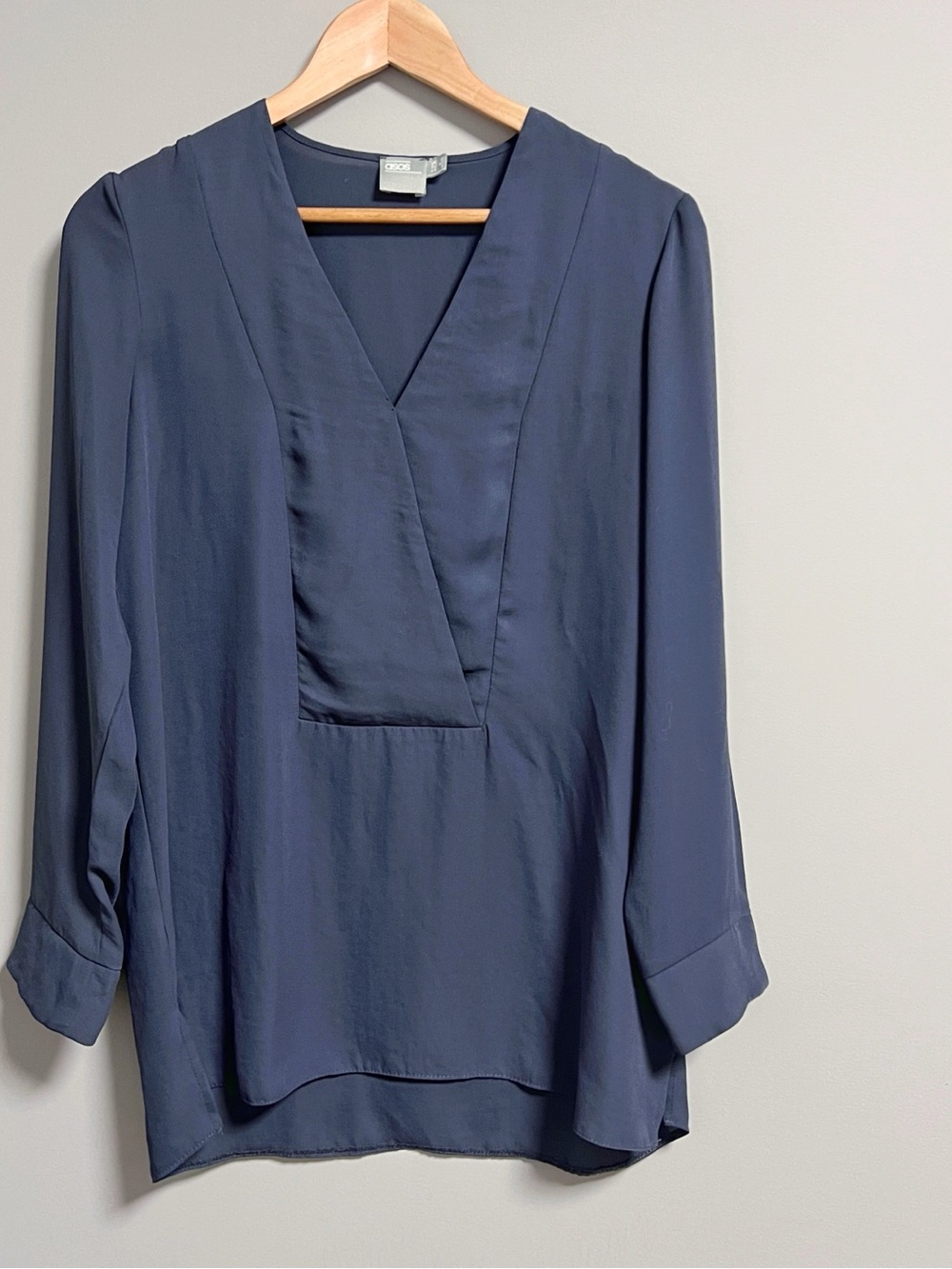 ASOS Navy V-Neck Long Sleeve Blouse